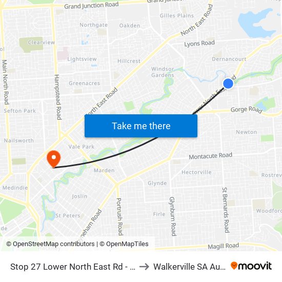 Stop 27 Lower North East Rd - East side to Walkerville SA Australia map