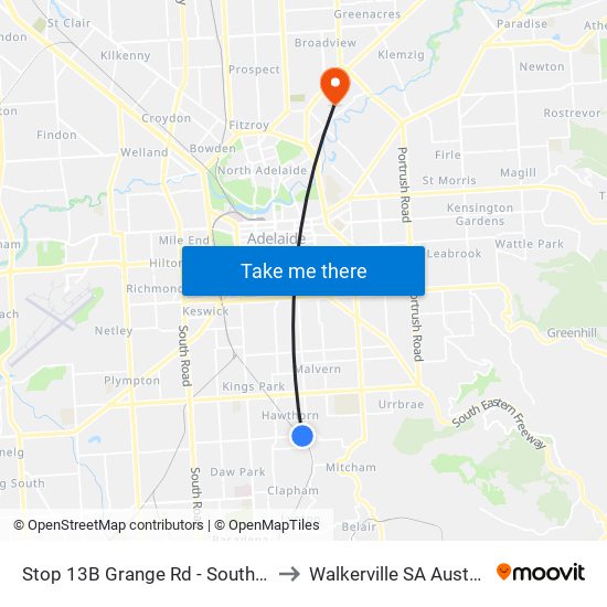 Stop 13B Grange Rd - South side to Walkerville SA Australia map