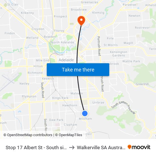Stop 17 Albert St - South side to Walkerville SA Australia map