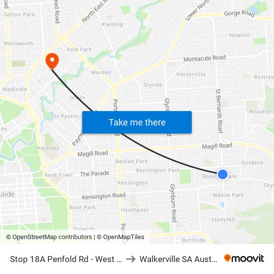 Stop 18A Penfold Rd - West side to Walkerville SA Australia map
