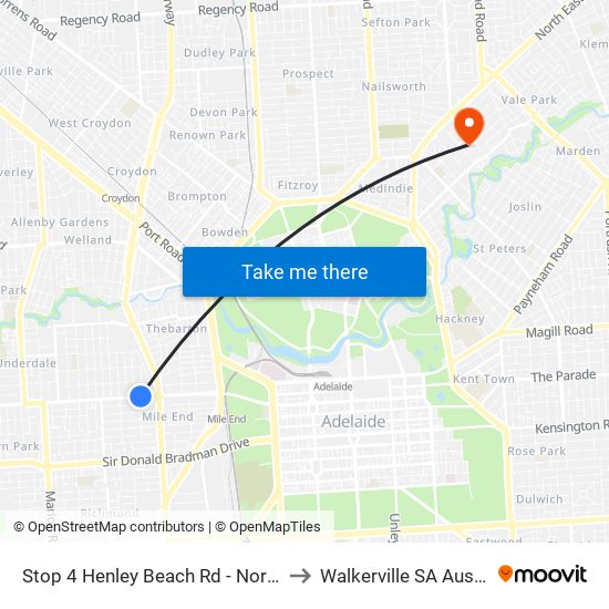 Stop 4 Henley Beach Rd - North side to Walkerville SA Australia map