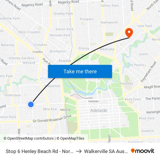 Stop 6 Henley Beach Rd - North side to Walkerville SA Australia map