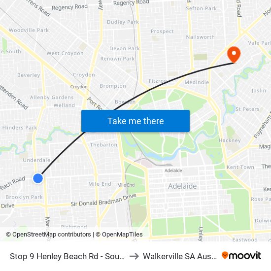 Stop 9 Henley Beach Rd - South side to Walkerville SA Australia map