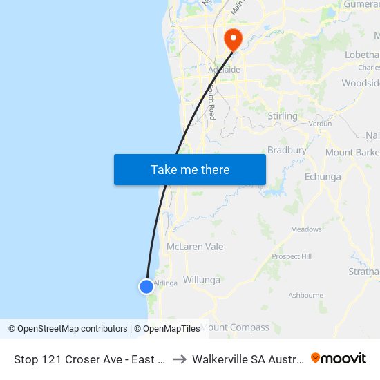 Stop 121 Croser Ave - East side to Walkerville SA Australia map