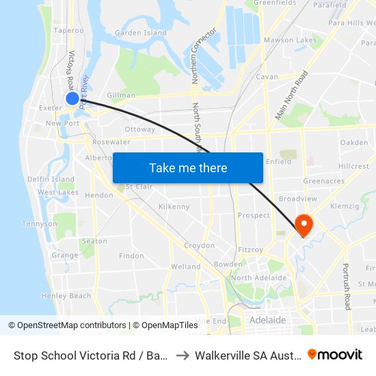 Stop School Victoria Rd / Baker St to Walkerville SA Australia map