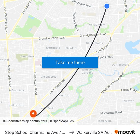 Stop School Charmaine Ave / Volare Ave to Walkerville SA Australia map