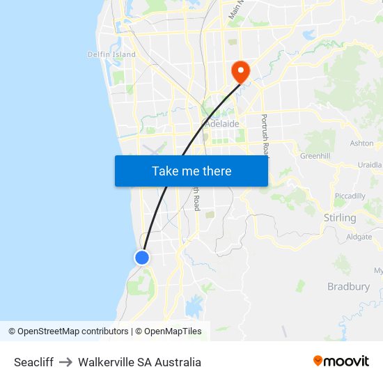 Seacliff to Walkerville SA Australia map