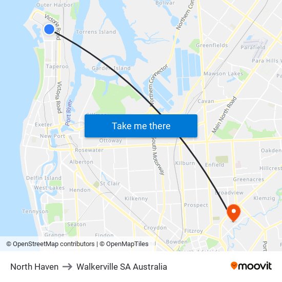 North Haven to Walkerville SA Australia map