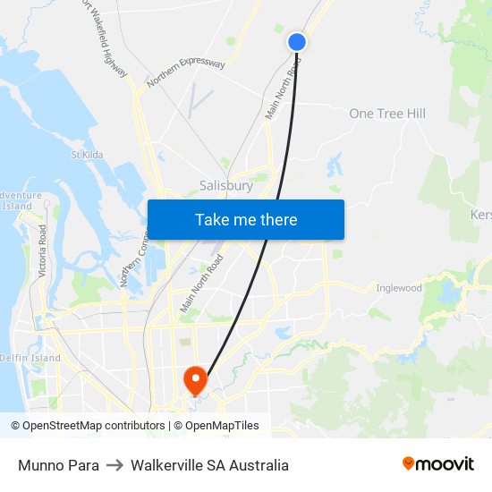 Munno Para to Walkerville SA Australia map