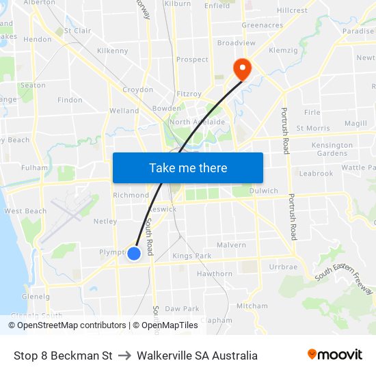 Stop 8 Beckman St to Walkerville SA Australia map