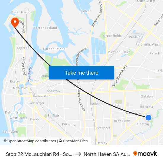 Stop 22 McLauchlan Rd - South side to North Haven SA Australia map