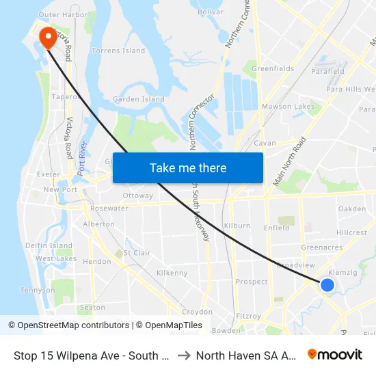 Stop 15 Wilpena Ave - South East side to North Haven SA Australia map