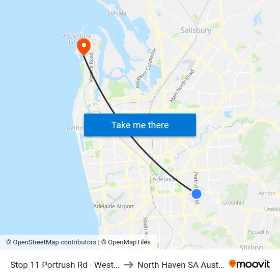 Stop 11 Portrush Rd - West side to North Haven SA Australia map