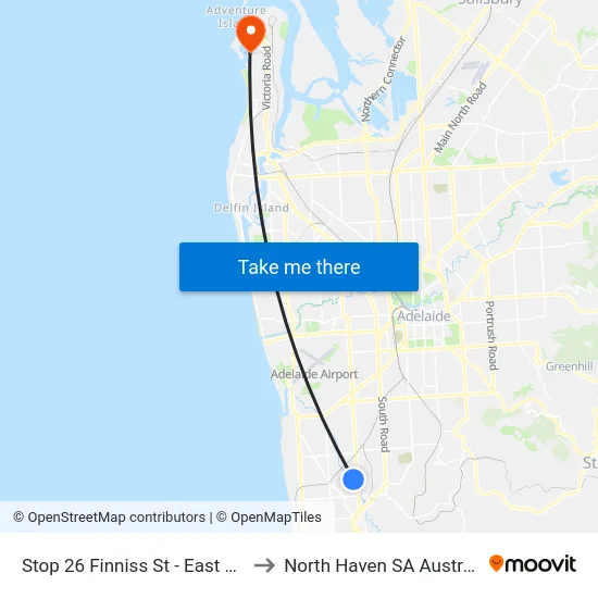 Stop 26 Finniss St - East side to North Haven SA Australia map