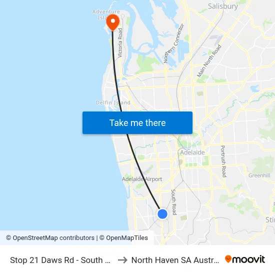 Stop 21 Daws Rd - South side to North Haven SA Australia map