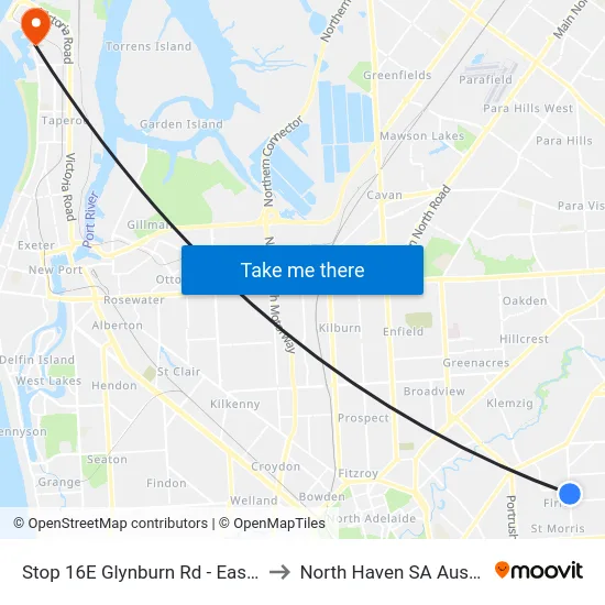 Stop 16E Glynburn Rd - East side to North Haven SA Australia map