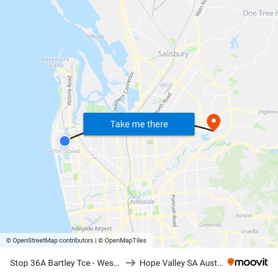 Stop 36A Bartley Tce - West side to Hope Valley SA Australia map