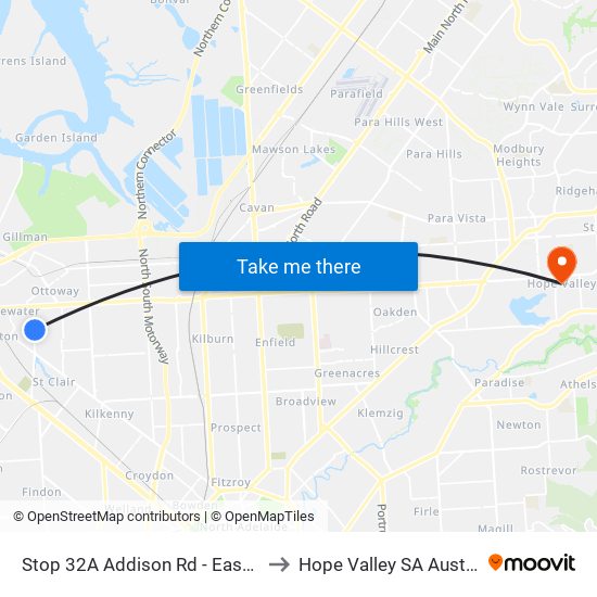 Stop 32A Addison Rd - East side to Hope Valley SA Australia map