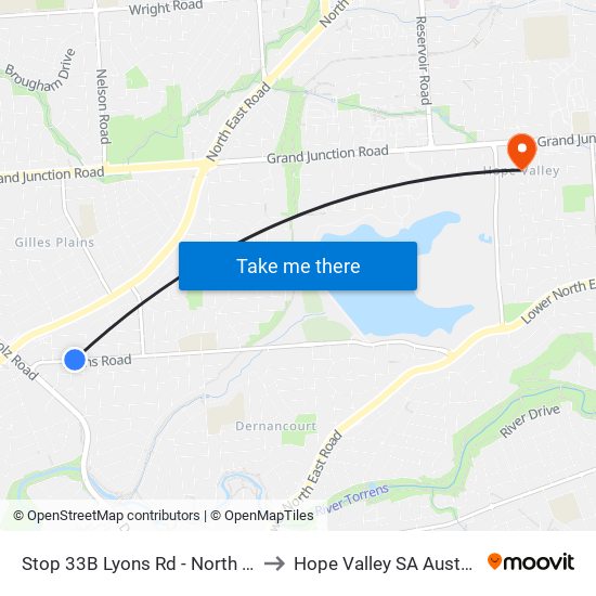 Stop 33B Lyons Rd - North side to Hope Valley SA Australia map