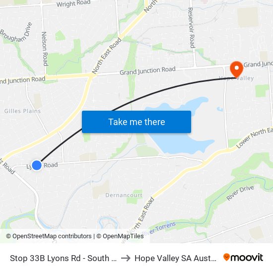 Stop 33B Lyons Rd - South side to Hope Valley SA Australia map