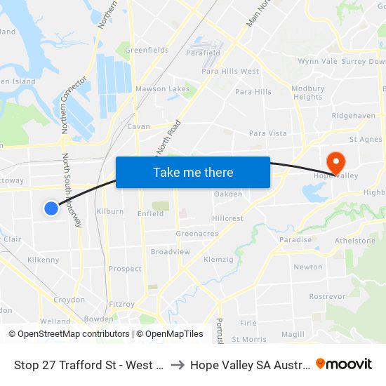 Stop 27 Trafford St - West side to Hope Valley SA Australia map