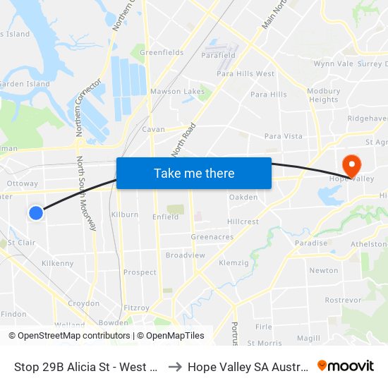 Stop 29B Alicia St - West side to Hope Valley SA Australia map