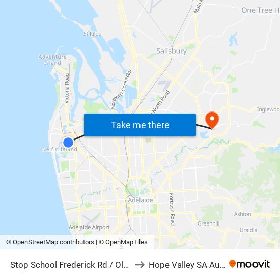 Stop School Frederick Rd / Old Port Rd to Hope Valley SA Australia map