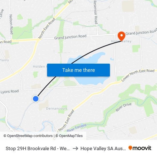 Stop 29H Brookvale Rd - West side to Hope Valley SA Australia map