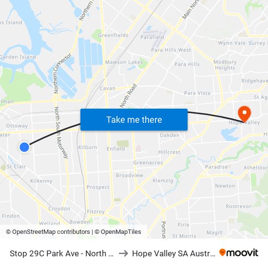 Stop 29C Park Ave - North side to Hope Valley SA Australia map