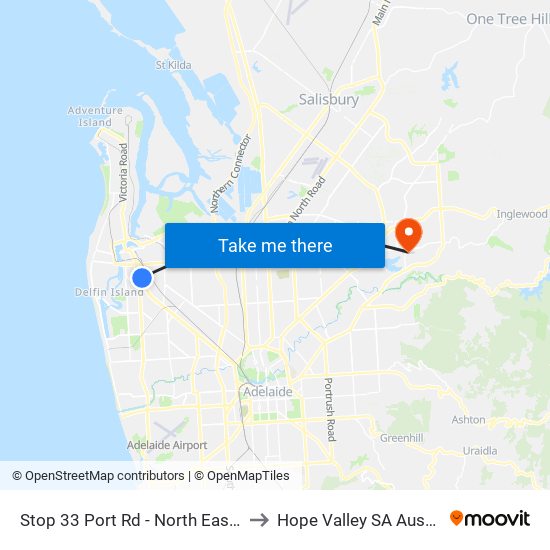 Stop 33 Port Rd - North East side to Hope Valley SA Australia map