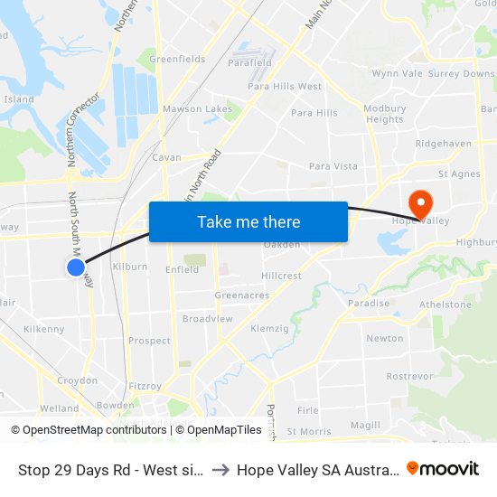 Stop 29 Days Rd - West side to Hope Valley SA Australia map