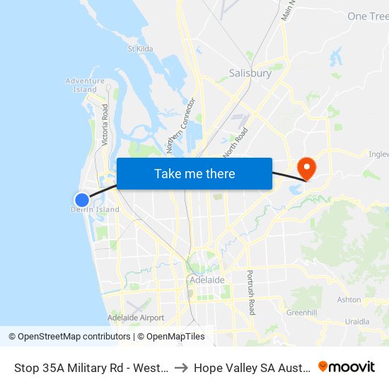 Stop 35A Military Rd - West side to Hope Valley SA Australia map