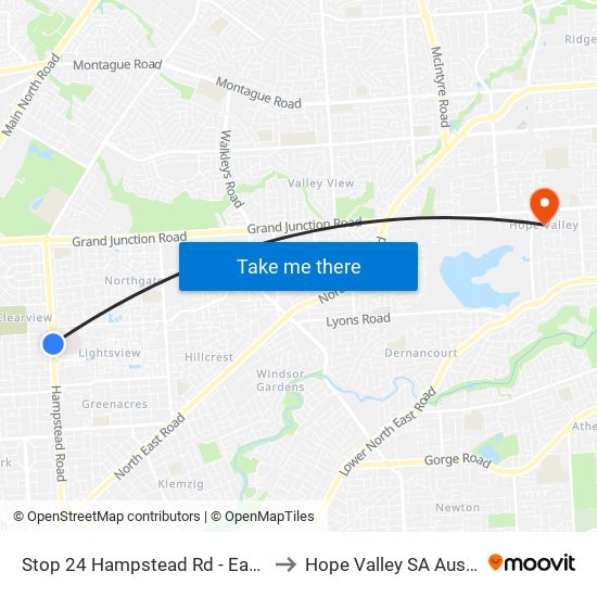 Stop 24 Hampstead Rd - East side to Hope Valley SA Australia map