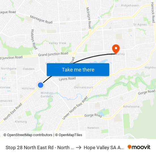 Stop 28 North East Rd - North West side to Hope Valley SA Australia map