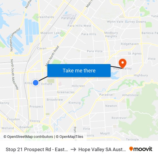 Stop 21 Prospect Rd - East side to Hope Valley SA Australia map