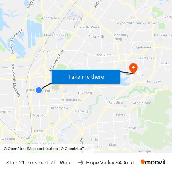 Stop 21 Prospect Rd - West side to Hope Valley SA Australia map