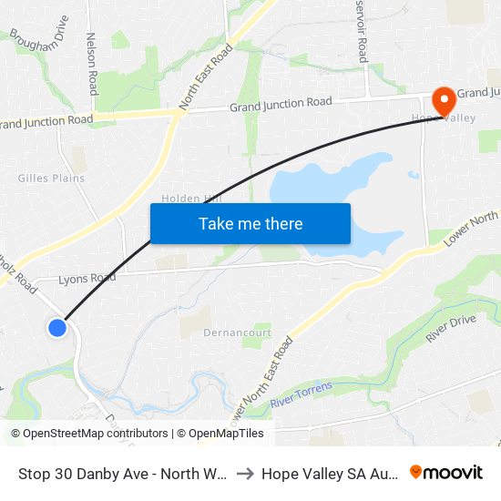 Stop 30 Danby Ave - North West side to Hope Valley SA Australia map