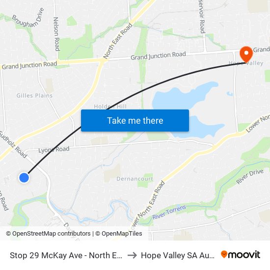 Stop 29 McKay Ave - North East side to Hope Valley SA Australia map