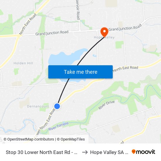 Stop 30 Lower North East Rd - South East side to Hope Valley SA Australia map