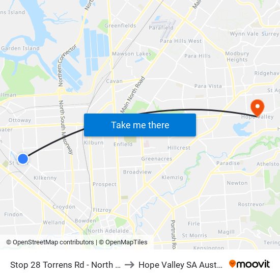 Stop 28 Torrens Rd - North side to Hope Valley SA Australia map