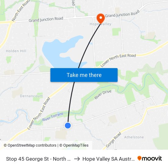 Stop 45 George St - North side to Hope Valley SA Australia map