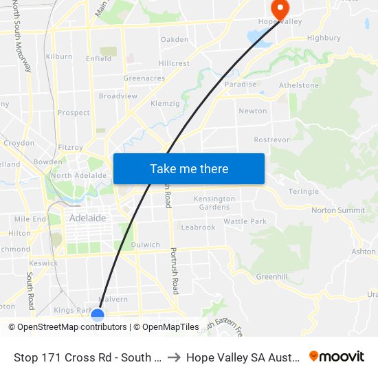 Stop 171 Cross Rd - South side to Hope Valley SA Australia map