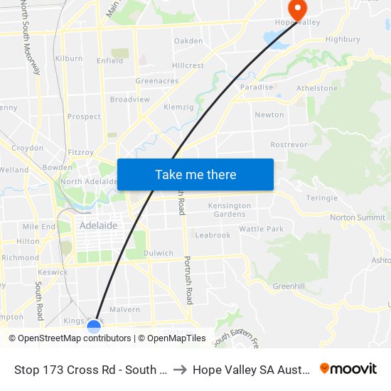 Stop 173 Cross Rd - South side to Hope Valley SA Australia map