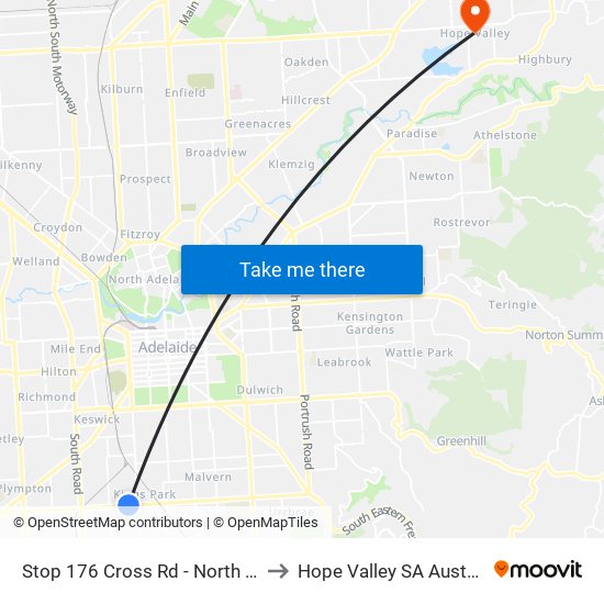 Stop 176 Cross Rd - North side to Hope Valley SA Australia map