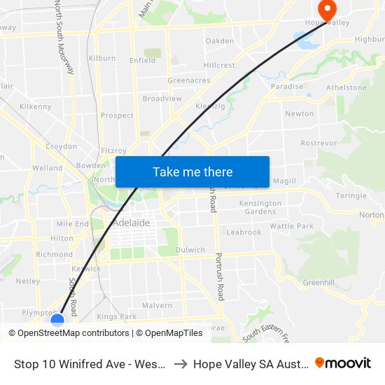 Stop 10 Winifred Ave - West side to Hope Valley SA Australia map