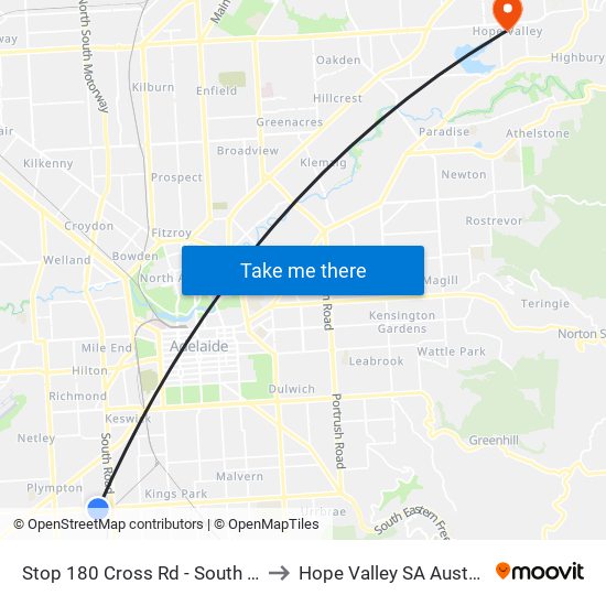 Stop 180 Cross Rd - South side to Hope Valley SA Australia map