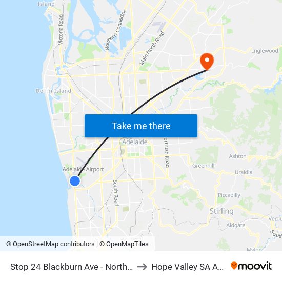 Stop 24 Blackburn Ave - North East side to Hope Valley SA Australia map