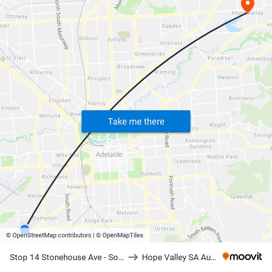 Stop 14 Stonehouse Ave - South side to Hope Valley SA Australia map