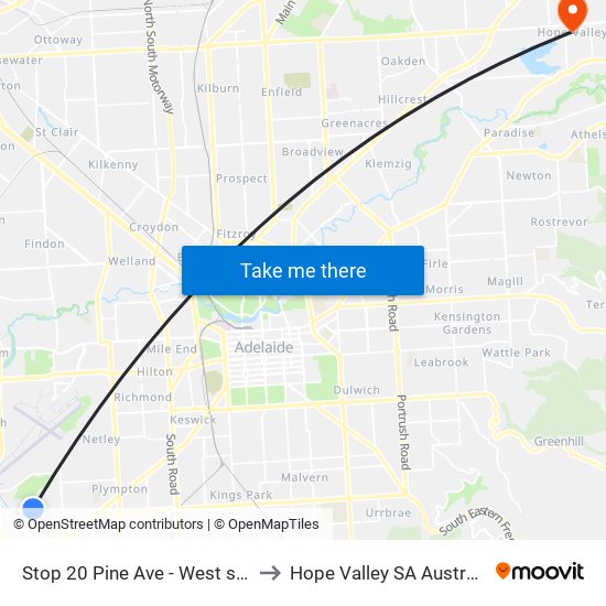 Stop 20 Pine Ave - West side to Hope Valley SA Australia map