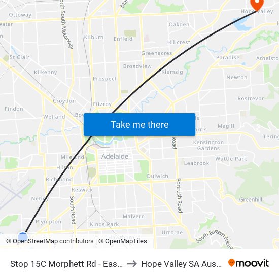 Stop 15C Morphett Rd - East side to Hope Valley SA Australia map